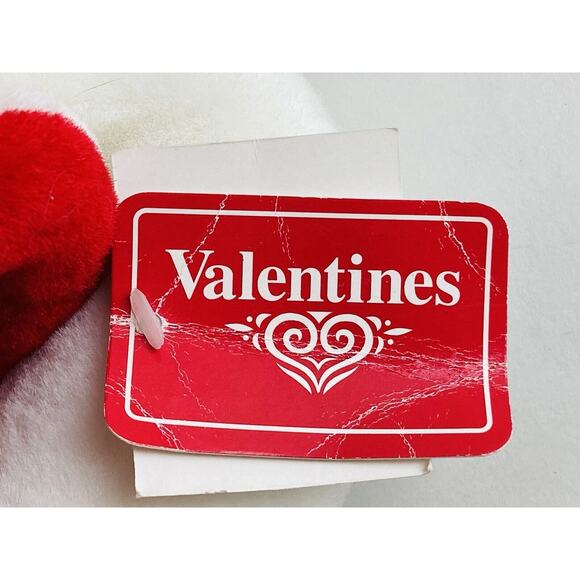 Vintage Commonwealth Toy Co Plush White Elephant w Red Heart Holiday Laying Tags - Picture 8 of 12